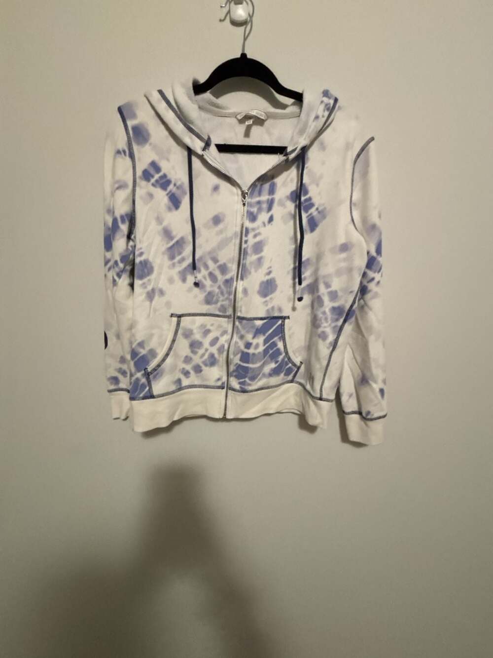 Victoria's Secret Blue and White Tie-Dye Full-Zip Hoodie